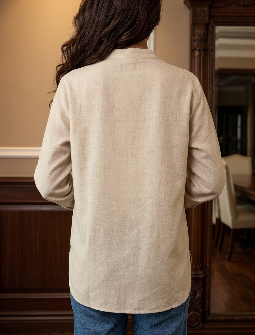 Indigo Cotton Linen Women's Shirt - Skin
