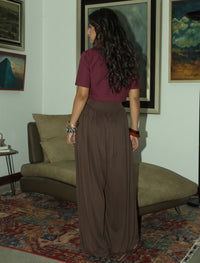 Cotton Collar tie Top - Maroon