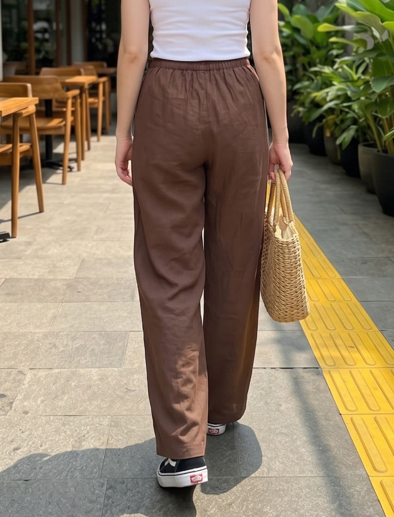 Cotton Blended Jersey Trouser - Brown