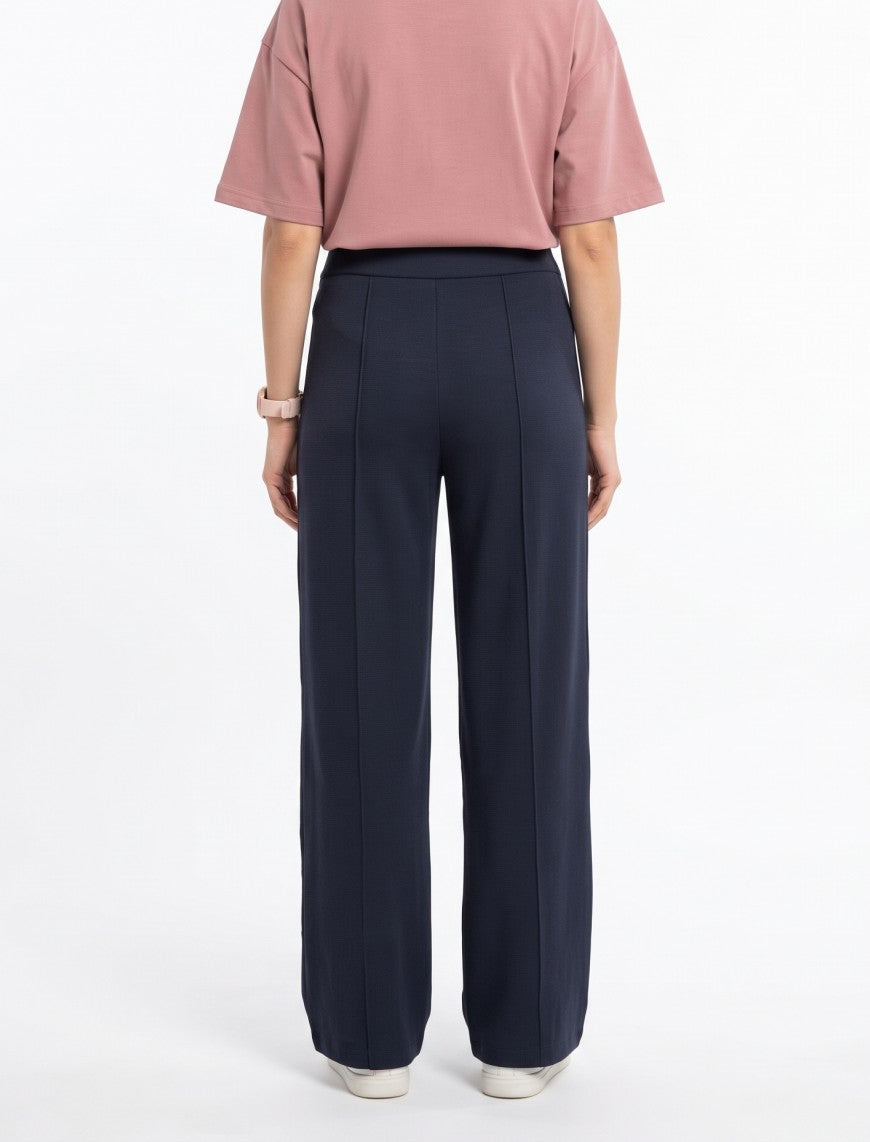 Cotton Blended Jersey Trouser - Blue