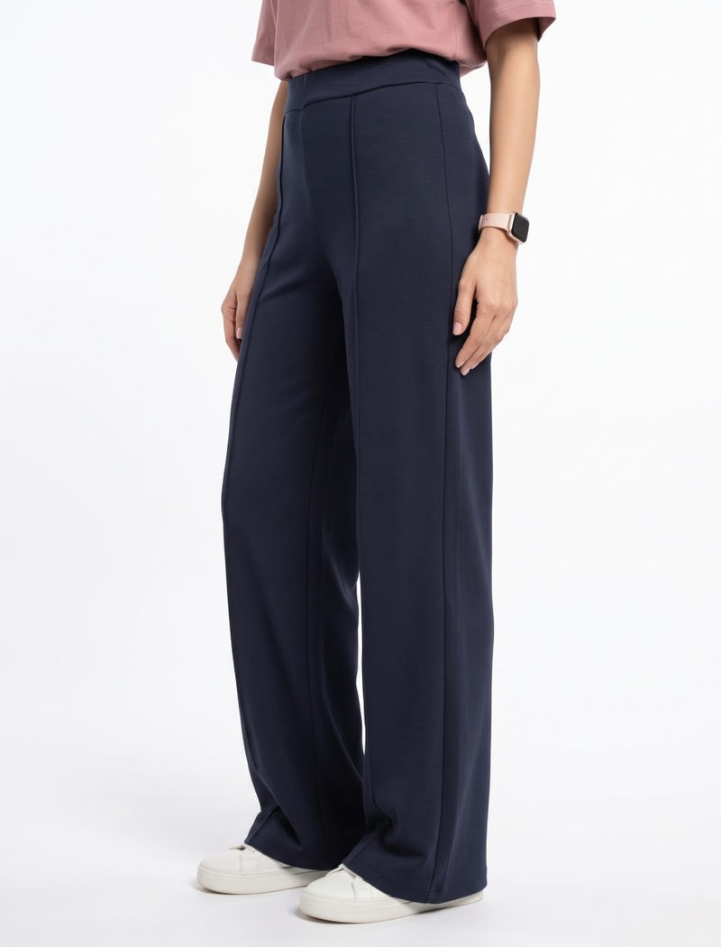 Cotton Blended Jersey Trouser - Blue