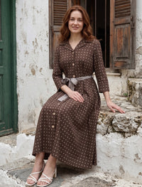 Indigo Silk Women's Frock - Brown