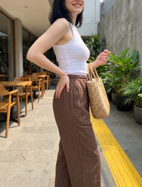 Cotton Blended Jersey Trouser - Brown