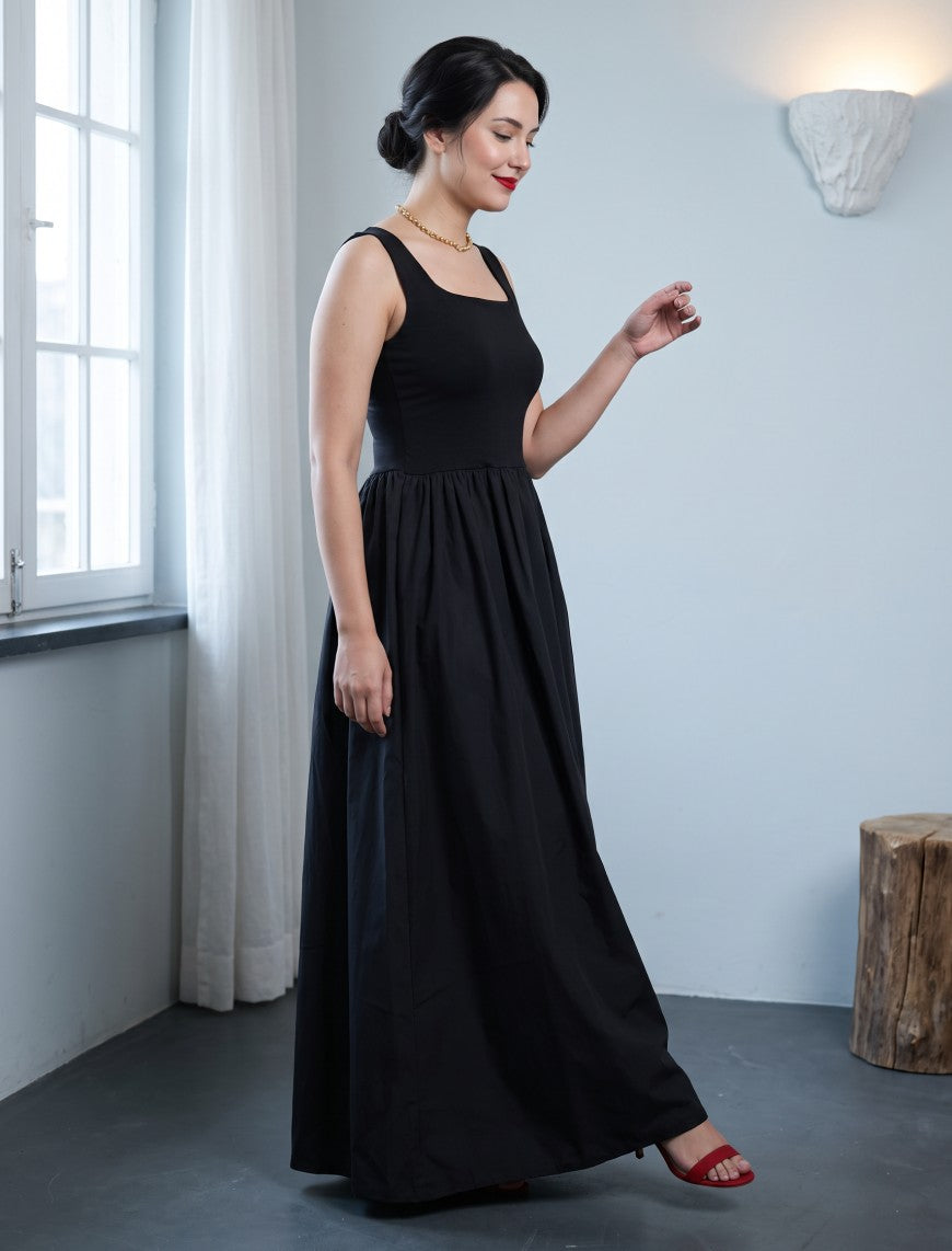 Indigo Cotton Women's Frock - Black