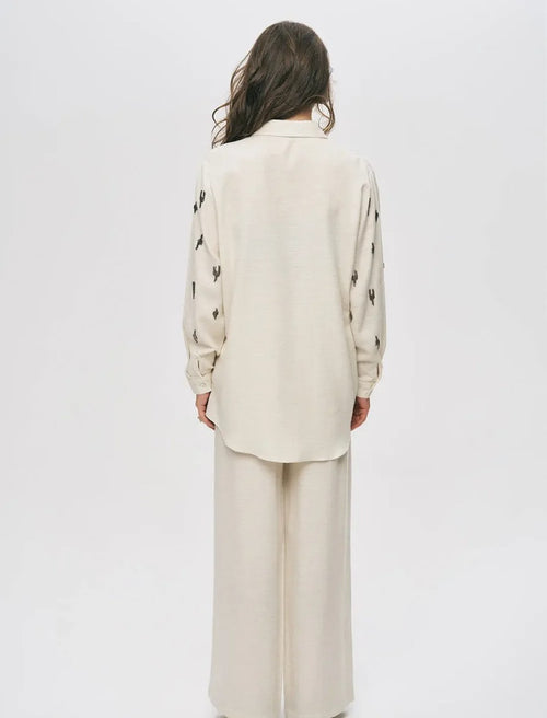 Beaded Oversize Shirt - Off White