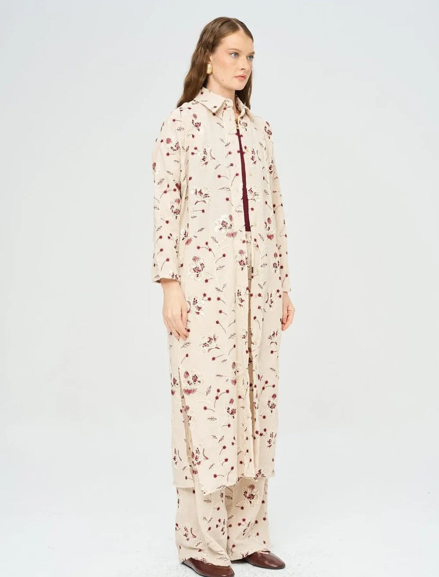 Bohemian Style Maxi Dress with Floral Embroidery and Sequins - Skin