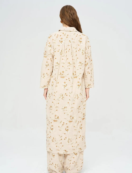Bohemian Style Maxi Dress with Floral Embroidery and Sequins - Skin