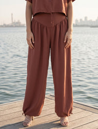Button Up And Gathered Set - Chocolate