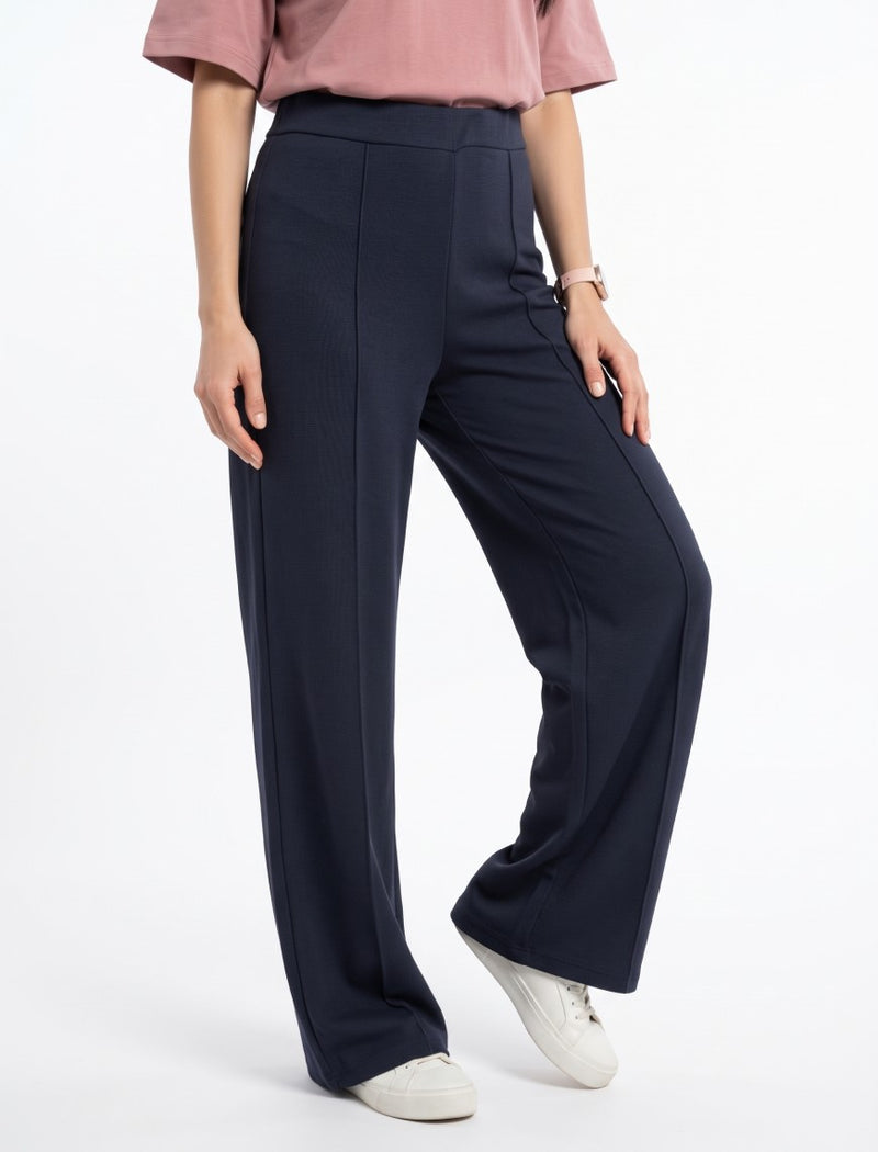 Cotton Blended Jersey Trouser - Blue