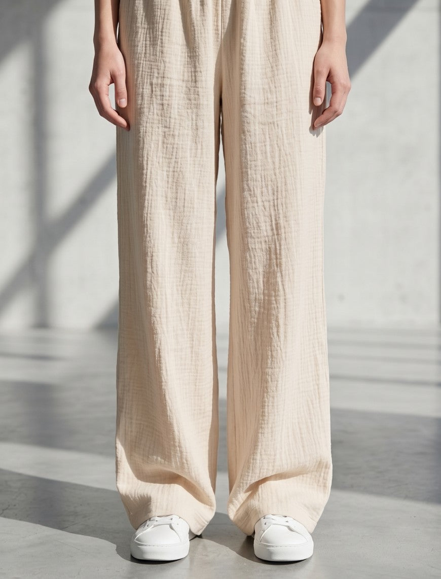 Cotton Linen Trouser - Cream