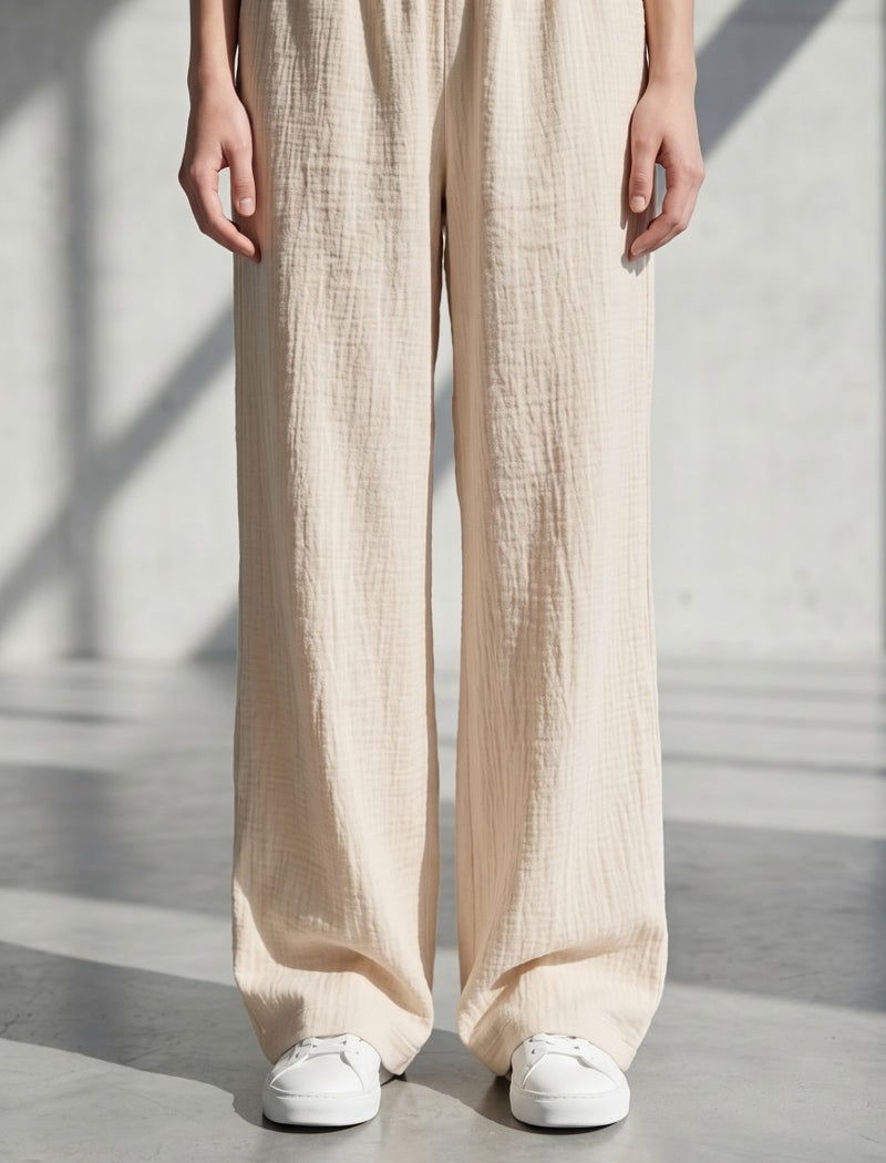 Cotton Linen Trouser - Cream