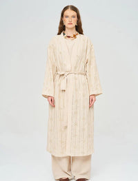 Beaded Kimono and Tank Top Set with Belt - Skin