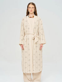 Beaded Kimono and Tank Top Set with Belt - Skin