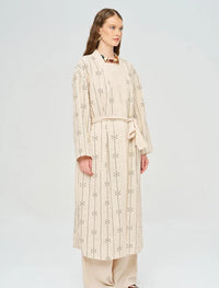 Beaded Kimono and Tank Top Set with Belt - Skin