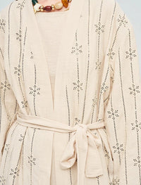 Beaded Kimono and Tank Top Set with Belt - Skin