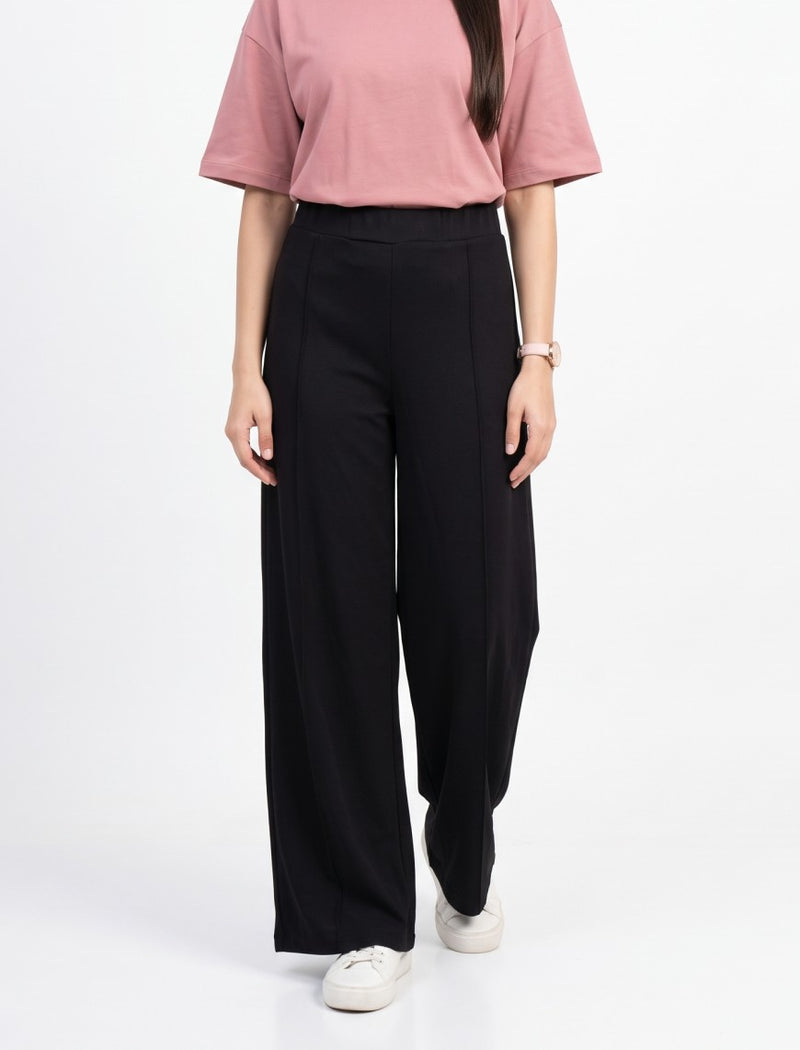 Cotton Blended Jersey Trouser - Black