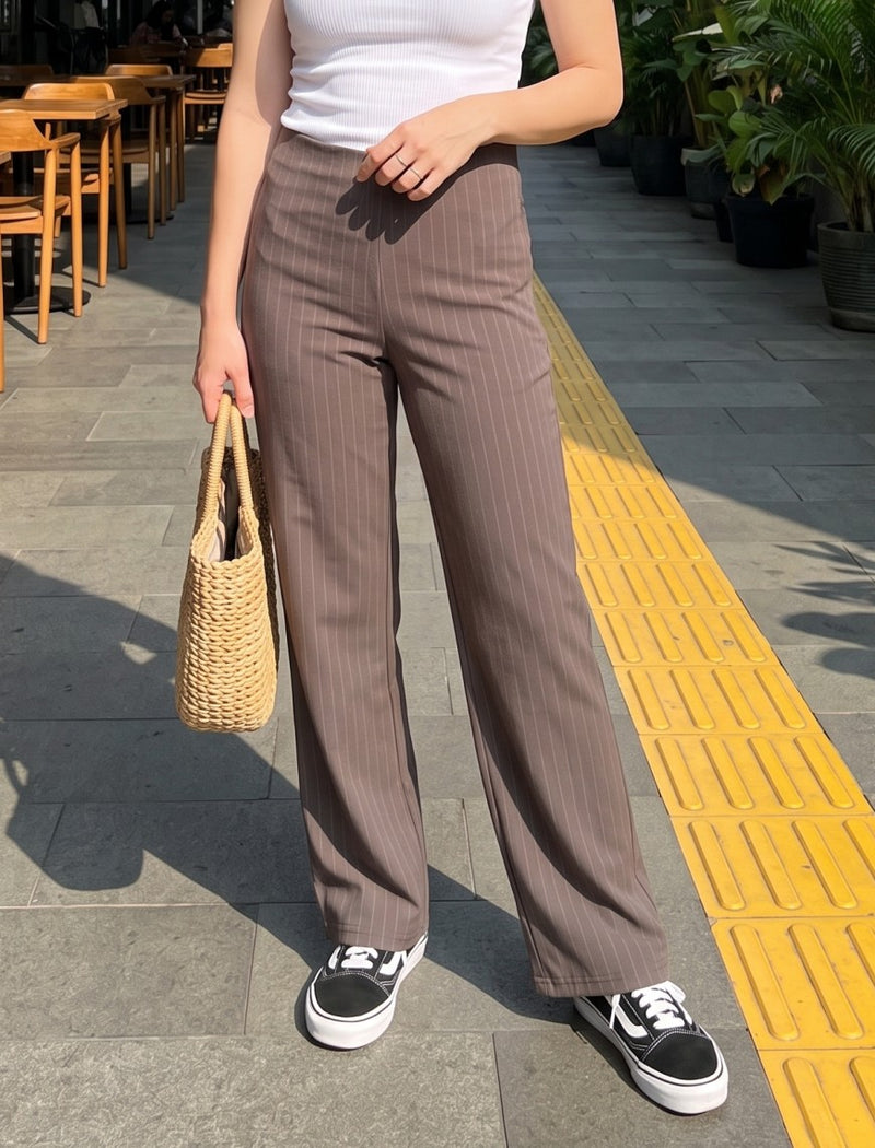 Cotton Blended Jersey Trouser - Brown