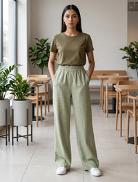 Cotton Linen Trouser - Green