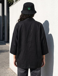 Indigo Cotton Linen Women's Shirt - Black