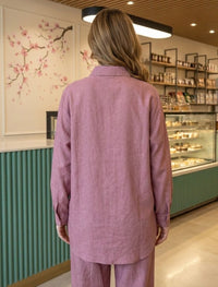 Oversize Stone Embellished Shirt - Pink