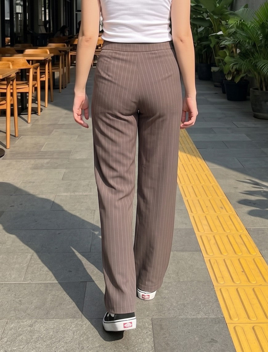 Cotton Blended Jersey Trouser - Brown