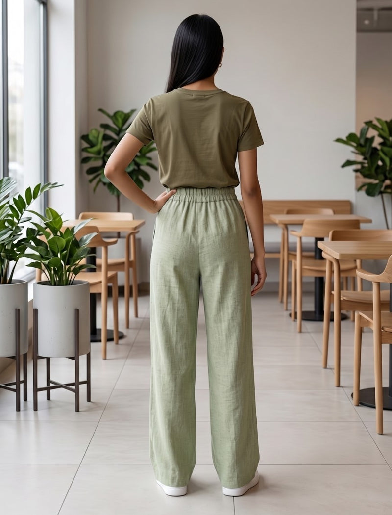 Cotton Linen Trouser - Green