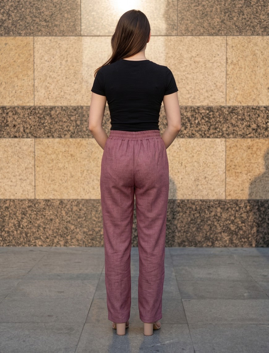 Cotton Linen Trouser - Tea Pink