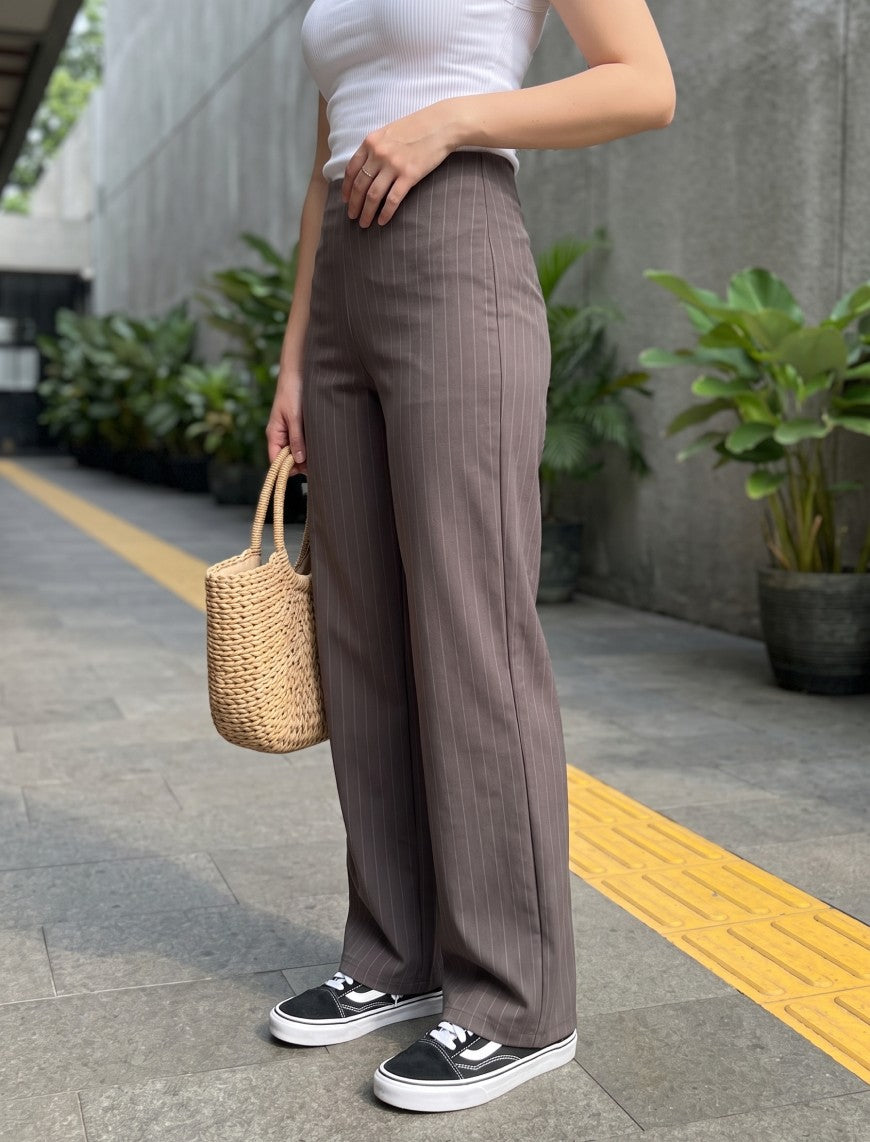 Cotton Blended Jersey Trouser - Brown