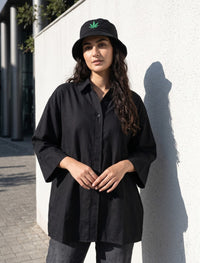 Indigo Cotton Linen Women's Shirt - Black