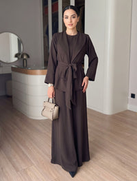 Belted and Tailored 3 piece Set - Brown