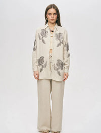 Elegant Embroidered Oversize Shirt - Skin