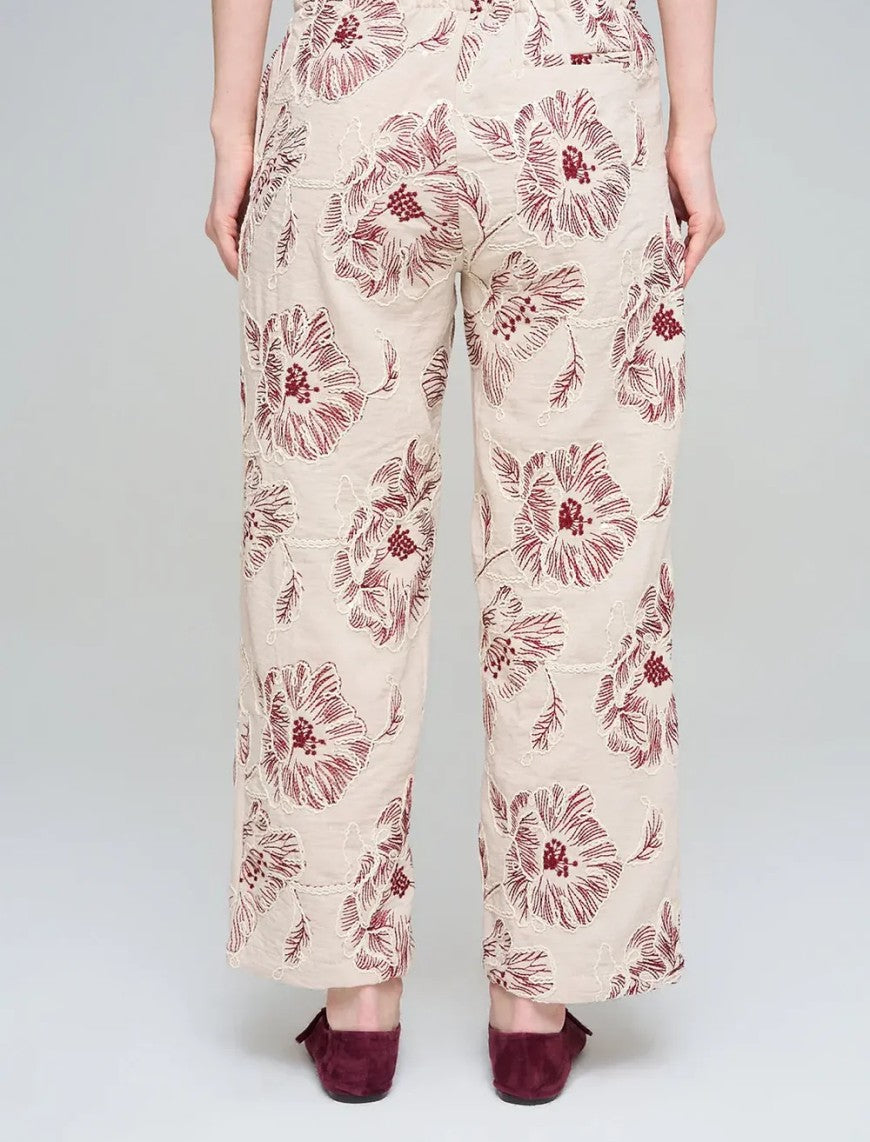 Wide-Leg Trousers with Floral Embroidery and Sequin Details - Skin