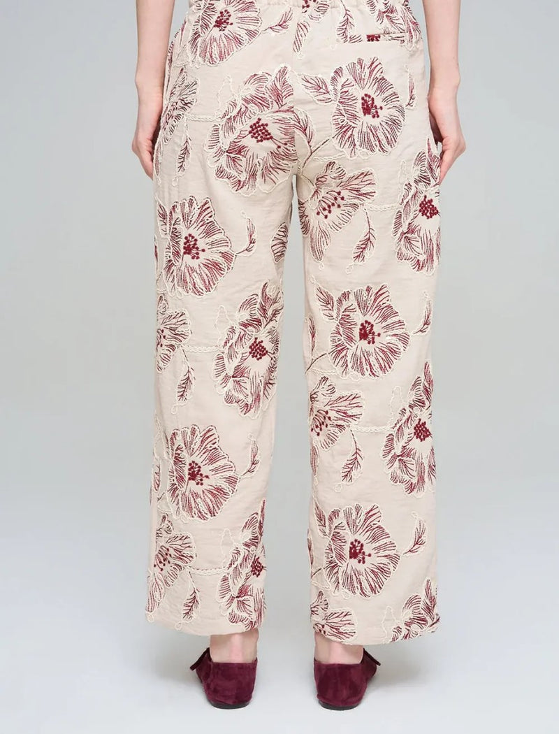 Wide-Leg Trousers with Floral Embroidery and Sequin Details - Skin
