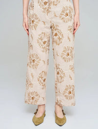 Wide-leg trousers with floral embroidery and sequin details, Skin
