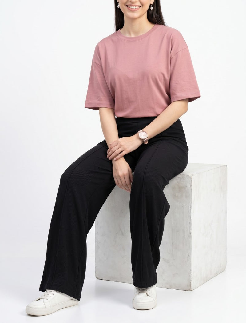 Cotton Blended Jersey Trouser - Black
