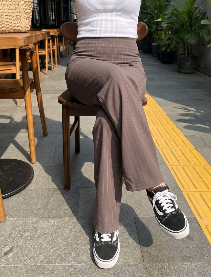 Cotton Blended Jersey Trouser - Brown