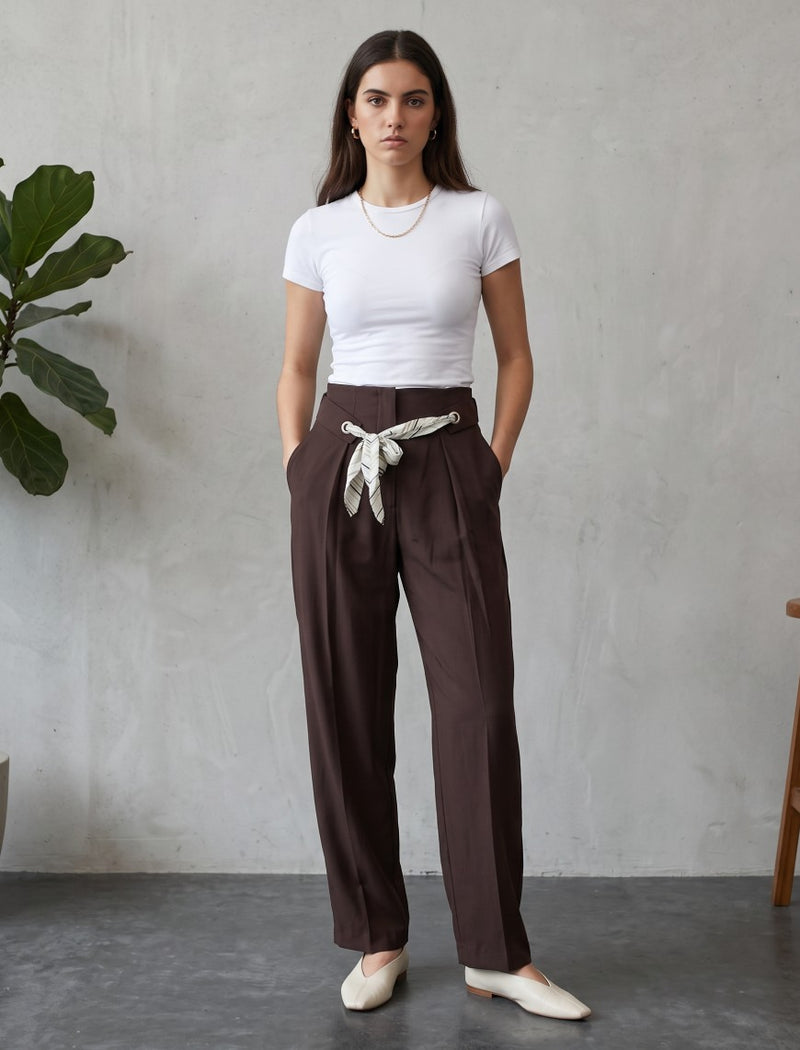 Linen Trouser - Brown