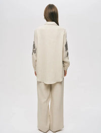 Elegant Embroidered Oversize Shirt - Skin