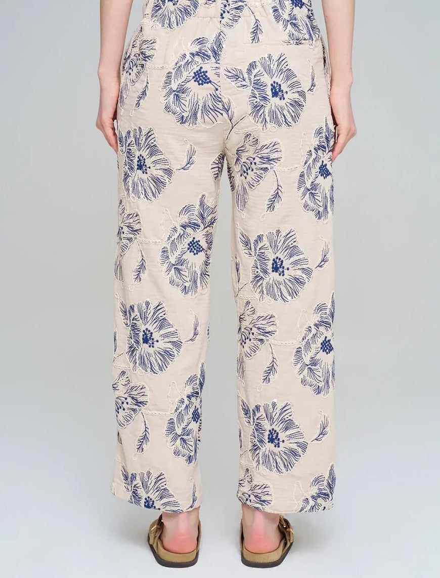 Wide-Leg Trousers with Floral Embroidery and Sequin Details - Skin