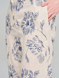 Wide-Leg Trousers with Floral Embroidery and Sequin Details - Skin