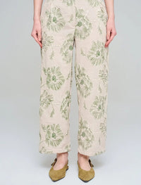 Wide-Leg Trousers with Floral Embroidery and Sequin Details - Skin