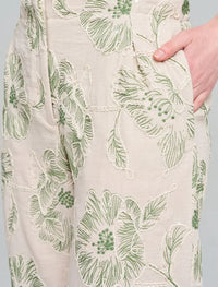 Wide-Leg Trousers with Floral Embroidery and Sequin Details - Skin