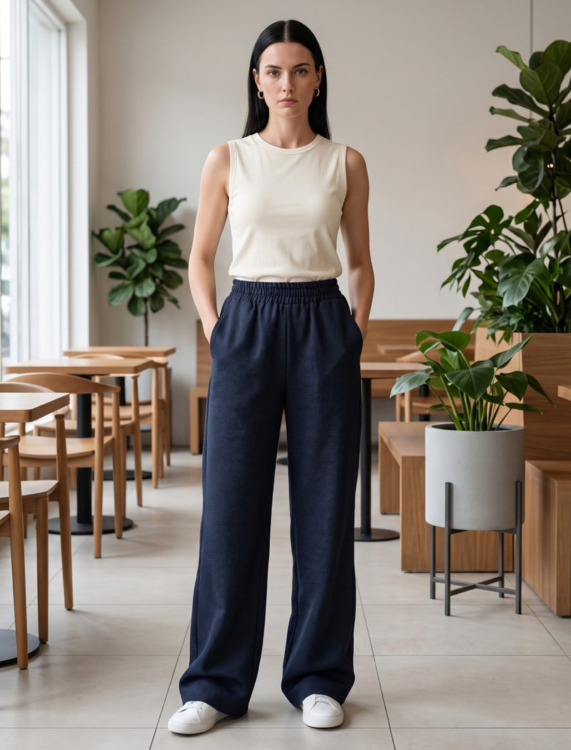 Cotton Linen Trouser - Blue