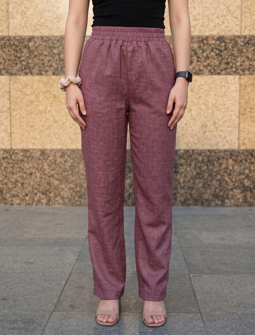Cotton Linen Trouser - Tea Pink