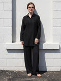 Oversize Stone Embellished Shirt - Black