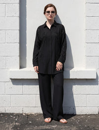 Oversize Stone Embellished Shirt - Black