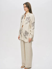Elegant Embroidered Oversize Shirt - Skin