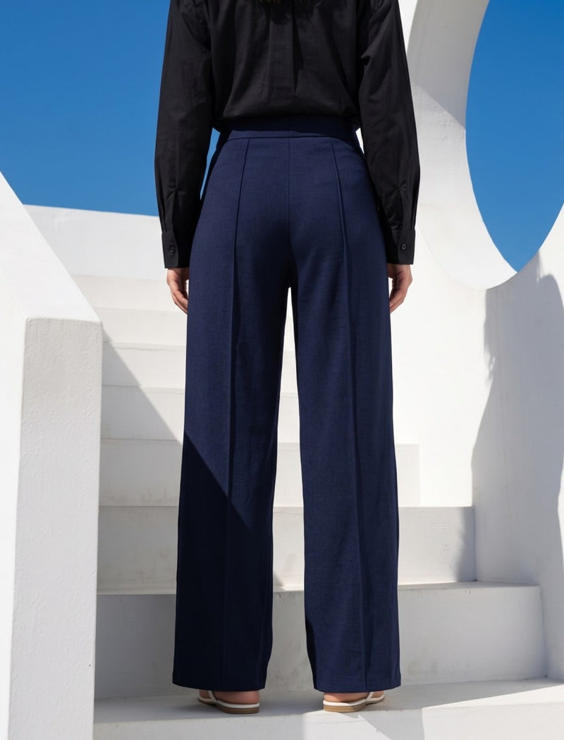 Cotton Blended Jersey Trouser - Blue