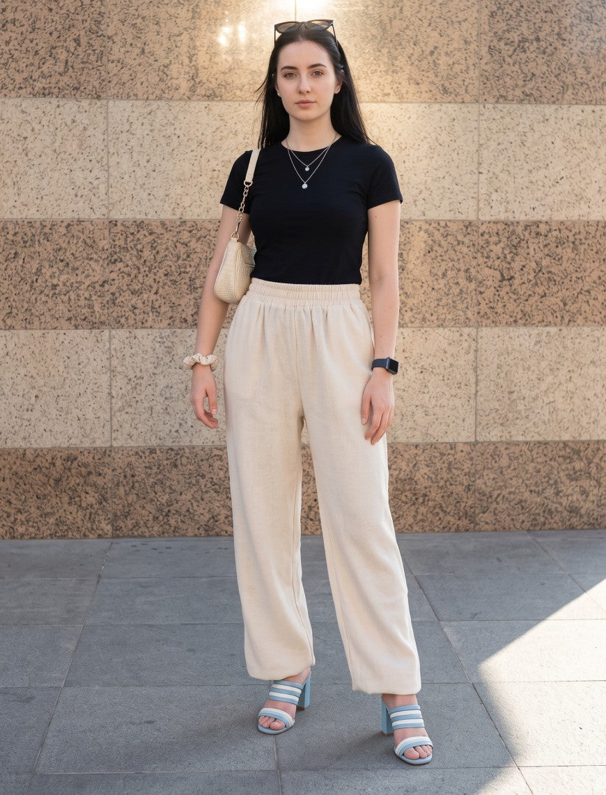 Cotton Linen Trouser - Skin