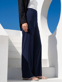 Cotton Blended Jersey Trouser - Blue